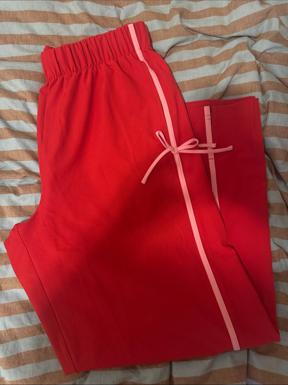all in motion Red Joggers with Light Pink Piping